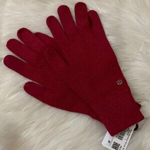 LULULEMON Warm Revelation Shine Gloves in Berry Merlot Sz LARGE